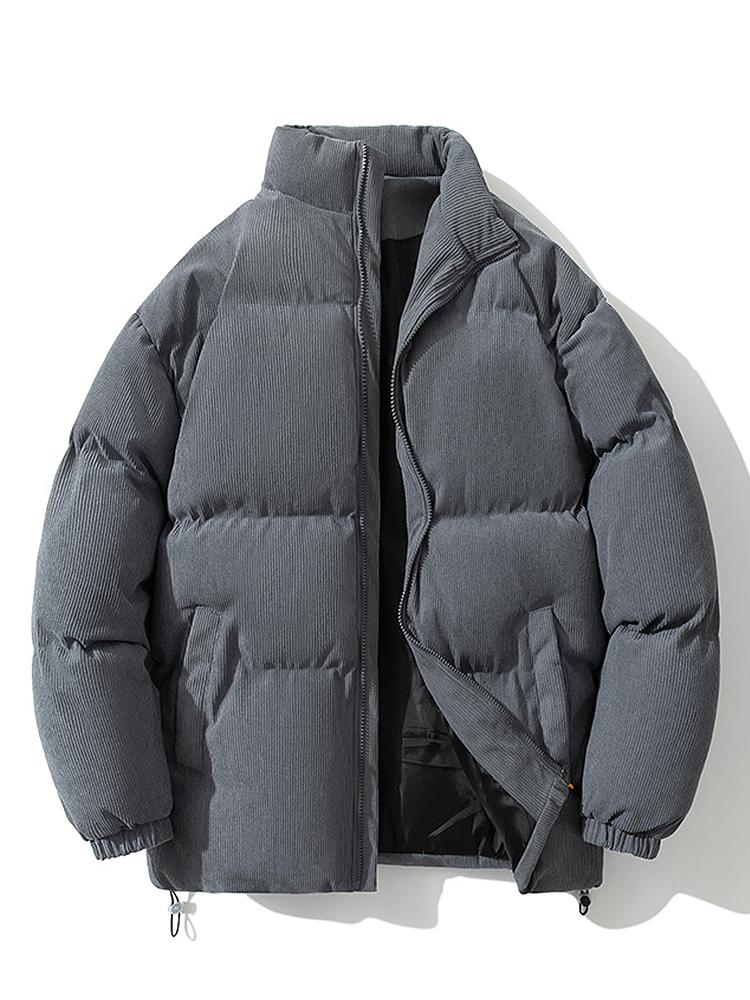 Corduroy Jacket - Warm - Padded - Puffer Jacket - Men's Winter Jacket-Men Jackets-Chaps of London-Gray-M-Chaps of London