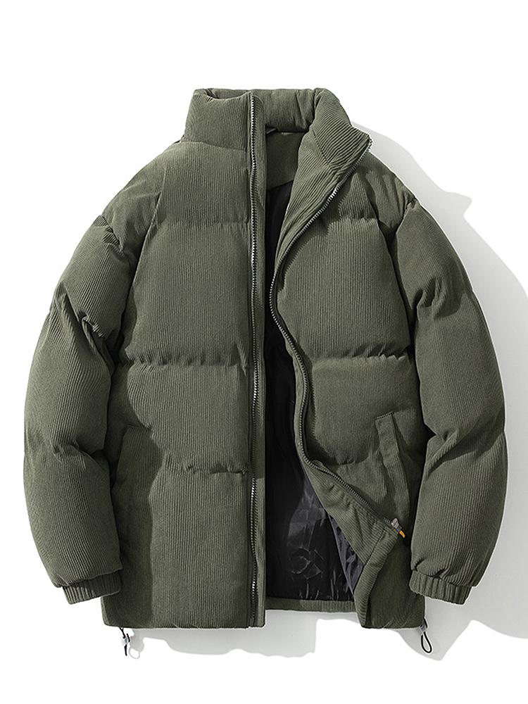 Corduroy Jacket - Warm - Padded - Puffer Jacket - Men's Winter Jacket-Men Jackets-Chaps of London-Green-M-Chaps of London