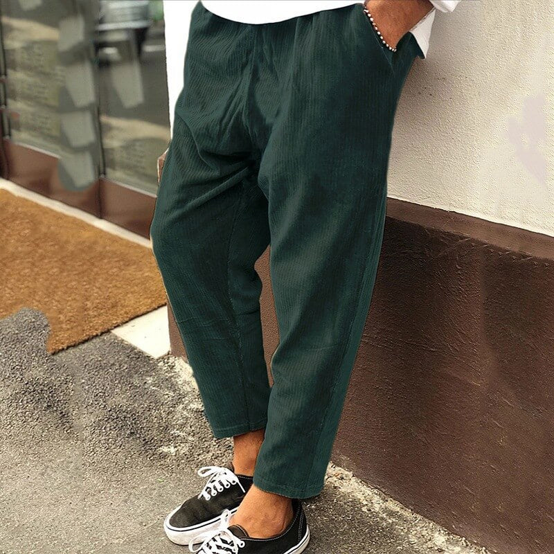 Corduroy Pants | Casual | Loose Fit | Baggy Pants | Men's Pants-Chaps of London-Green-S-Chaps of London