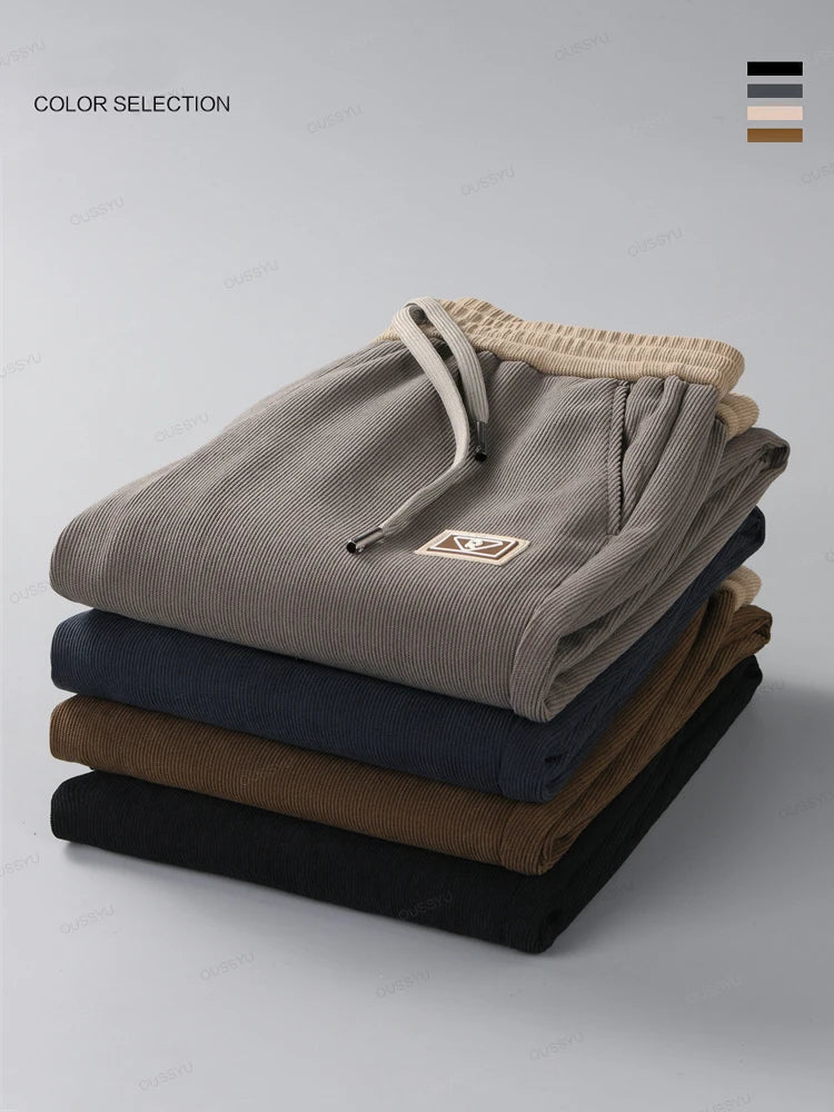 Corduroy Pants - Drawstring - Straight Leg - Sweatpants - Mens Joggers-Men's Corduroy Jogger Pants-Chaps of London-Chaps of London