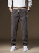 Corduroy Pants - Drawstring - Straight Leg - Sweatpants - Mens Joggers-Men's Corduroy Jogger Pants-Chaps of London-Grey-S-Chaps of London