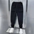 Corduroy Pants - Men's Elastic Waist Loose Fit Baggy Cord Pants-Men's Corduroy Trousers-Chaps of London-Black-S-Chaps of London