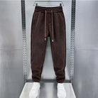 Corduroy Pants - Men's Elastic Waist Loose Fit Baggy Cord Pants-Men's Corduroy Trousers-Chaps of London-Brown-S-Chaps of London