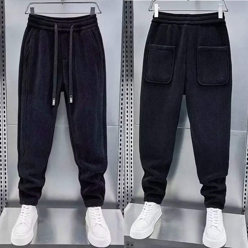 Corduroy Pants - Men's Elastic Waist Loose Fit Baggy Cord Pants-Men's Corduroy Trousers-Chaps of London-Chaps of London
