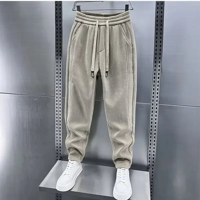 Corduroy Pants - Men's Elastic Waist Loose Fit Baggy Cord Pants-Men's Corduroy Trousers-Chaps of London-Chaps of London