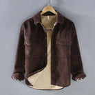 Corduroy Shirt | Fleece Lined | Button-Up | Winter Overshirt | Men's Overshirt-Chaps of London-Brown-M-Chaps of London