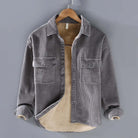 Corduroy Shirt | Fleece Lined | Button-Up | Winter Overshirt | Men's Overshirt-Chaps of London-Grey-M-Chaps of London