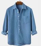 Corduroy Shirt - Half Button Up - Collared - Long Sleeve Shirt - Men's Clothing-Shirt-Chaps of London-Light Blue-S-Chaps of London