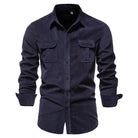 Corduroy Shirt | Long Sleeve | Breast Pockets | Button-Up Shirt | Men's Shirt-Fashion Men Shirt Others All-year-Chaps of London-Blue-M-Chaps of London