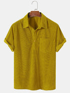 Corduroy Shirt - Short Sleeve - Loose Fit - Polo Shirt - Men's Shirts-Chaps of London-Yellow-S-Chaps of London