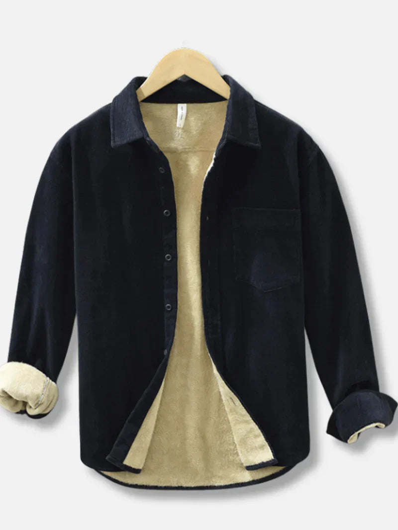 Corduroy Shirt | Warm | Fleece Lined | Overshirt | Men's Clothing-Chaps of London-Dark Blue-M-Chaps of London
