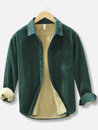 Corduroy Shirt | Warm | Fleece Lined | Overshirt | Men's Clothing-Chaps of London-Green-M-Chaps of London