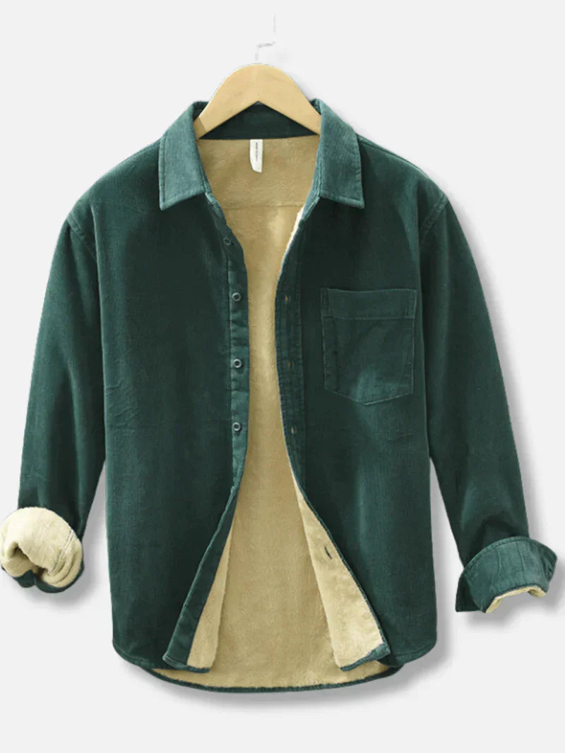 Corduroy Shirt | Warm | Fleece Lined | Overshirt | Men's Clothing-Chaps of London-Green-M-Chaps of London