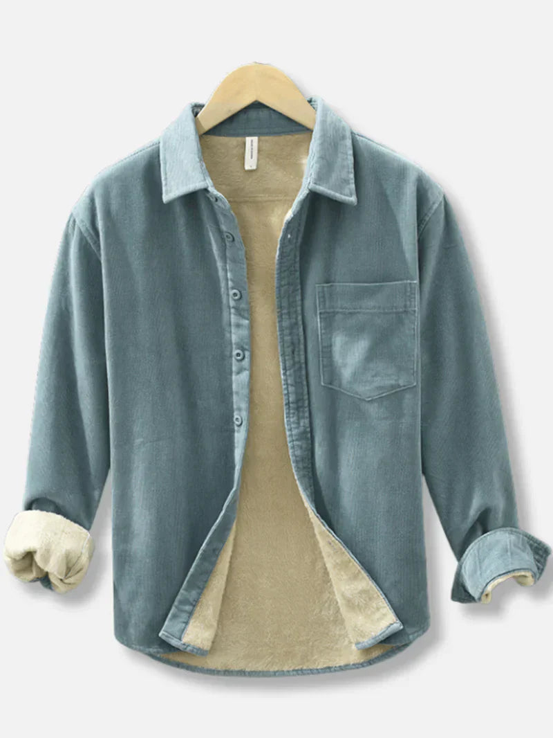 Corduroy Shirt | Warm | Fleece Lined | Overshirt | Men's Clothing-Chaps of London-Light Blue-M-Chaps of London