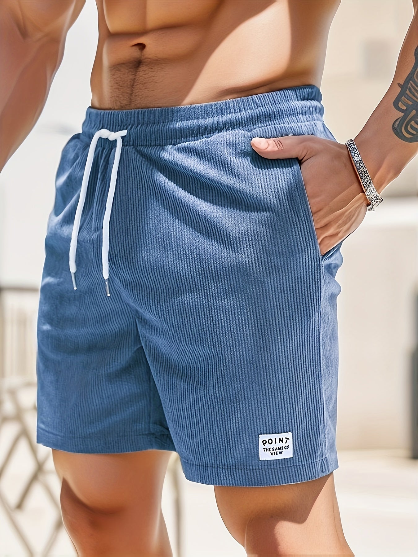 Corduroy Shorts - Drawstring - Elastic Waist - Summer Shorts - Men's Shorts-Chaps of London-Peacock Blue-S-Chaps of London