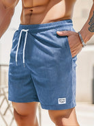 Corduroy Shorts - Drawstring - Elastic Waist - Summer Shorts - Men's Shorts-Chaps of London-Peacock Blue-S-Chaps of London