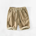 Corduroy Shorts - Men's Loose Fit Drawstring Cord Shorts for Summer-Korte Broeken_M-Chaps of London-Beige-S-Chaps of London