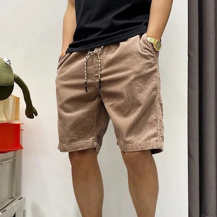 Corduroy Shorts - Men's Loose Fit Drawstring Cord Shorts for Summer-Korte Broeken_M-Chaps of London-Chaps of London