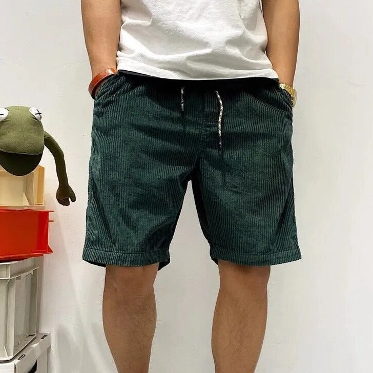 Corduroy Shorts - Men's Loose Fit Drawstring Cord Shorts for Summer-Korte Broeken_M-Chaps of London-Chaps of London