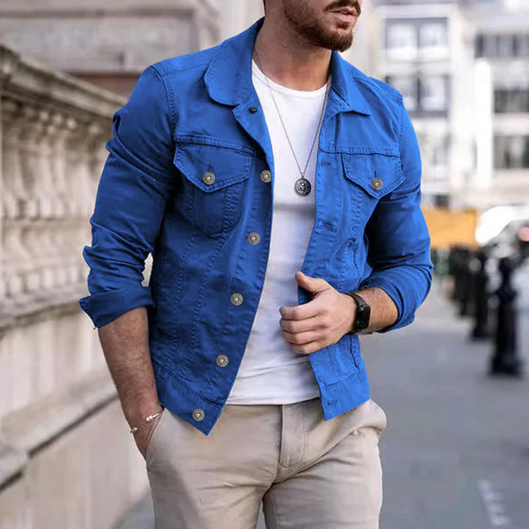 Denim Jacket | Breast Pockets | Slim Fit | Summer Jacket | Men's Jacket -Chaps of London-Blue-S-Chaps of London