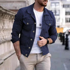 Denim Jacket | Breast Pockets | Slim Fit | Summer Jacket | Men's Jacket -Chaps of London-Dark Blue-S-Chaps of London