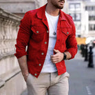 Denim Jacket | Breast Pockets | Slim Fit | Summer Jacket | Men's Jacket -Chaps of London-Red-S-Chaps of London
