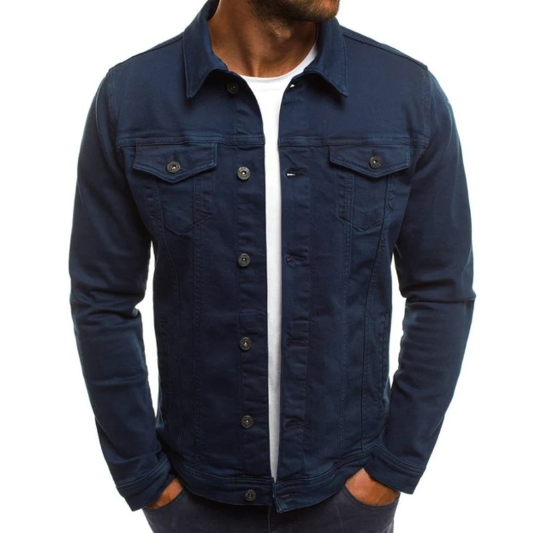 Denim Jacket - Button- Up - Slim Fit - Jean Jacket - Men's Summer Jacket-Fashion Men Jacket Denim Fall-Chaps of London-Dark Blue-M-Chaps of London