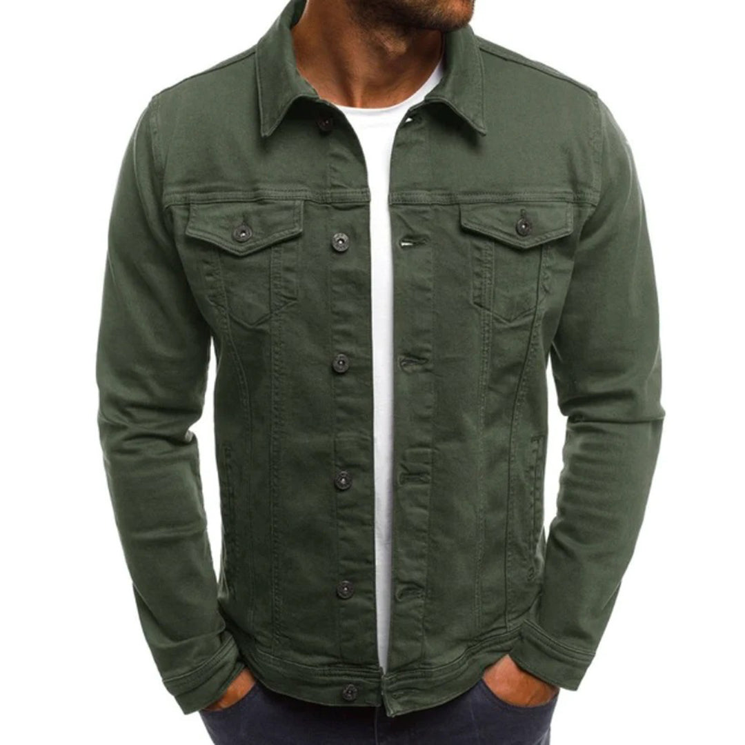 Denim Jacket - Button- Up - Slim Fit - Jean Jacket - Men's Summer Jacket-Fashion Men Jacket Denim Fall-Chaps of London-Light Green-M-Chaps of London
