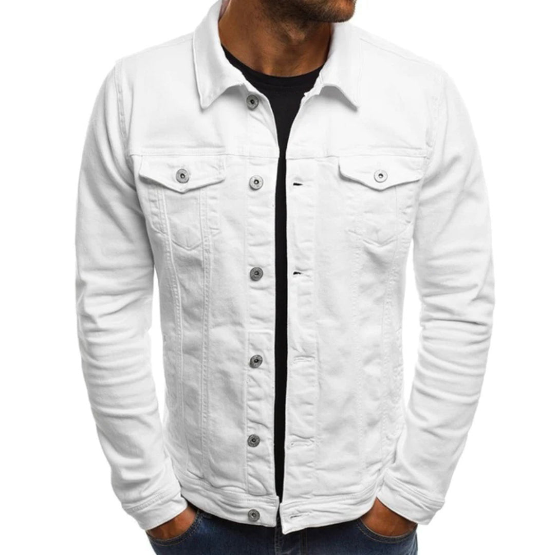 Denim Jacket - Button- Up - Slim Fit - Jean Jacket - Men's Summer Jacket-Fashion Men Jacket Denim Fall-Chaps of London-White-M-Chaps of London