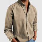 Denim Jacket - Casual - Long Sleeve - Button-Up Shirt - Men's Shirts-Chaps of London-Khaki-S-Chaps of London