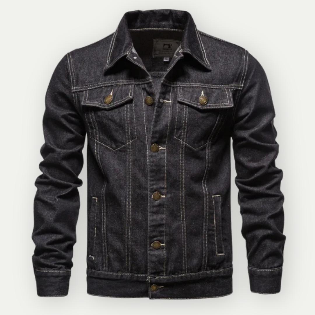 Denim Jacket - Classic - Regular Fit - Jean Jacket - Mens Denim Jacket-Denim Jacket-Chaps of London-Black-M-Chaps of London