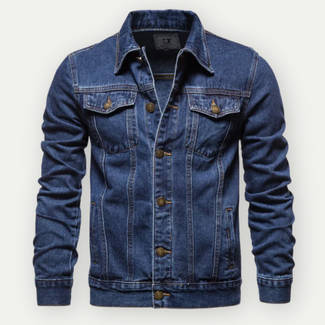 Denim Jacket - Classic - Regular Fit - Jean Jacket - Mens Denim Jacket-Denim Jacket-Chaps of London-Dark Blue-M-Chaps of London