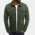 Denim Jacket - Men's Classic Button-Up Jean Jacket for Summer-Fashion Men Jacket Denim Fall-Chaps of London-Army Green-S-Chaps of London