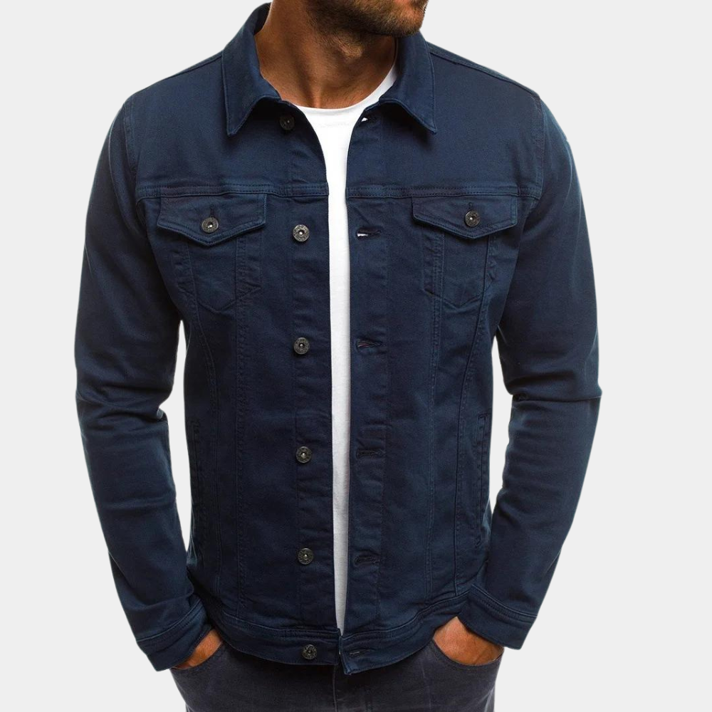 Denim Jacket - Men's Classic Button-Up Jean Jacket for Summer-Fashion Men Jacket Denim Fall-Chaps of London-Navy Blue-S-Chaps of London