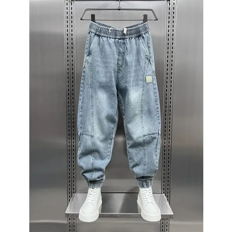 Denim Joggers - Baggy - Elastic Waist - Jogger Jeans - Men's Trousers-Denim Joggers / Jeans-Chaps of London-Denim-S-Chaps of London