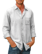 Denim Shirt | Collared | Button-Up | Long Sleeve Shirt | Men's Clothing-Chaps of London-White-S-Chaps of London