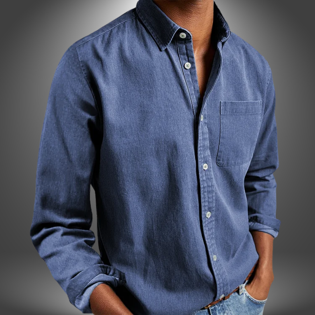 Denim Shirt | Long Sleeve | Regular Fit | Button-Up Shirt | Men's Shirts-Denim Shirt-Chaps of London-Blue-S-Chaps of London