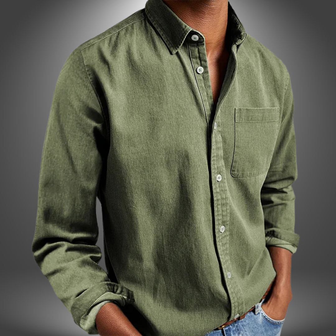 Denim Shirt | Long Sleeve | Regular Fit | Button-Up Shirt | Men's Shirts-Denim Shirt-Chaps of London-Green-S-Chaps of London