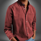 Denim Shirt | Long Sleeve | Regular Fit | Button-Up Shirt | Men's Shirts-Denim Shirt-Chaps of London-Red-S-Chaps of London