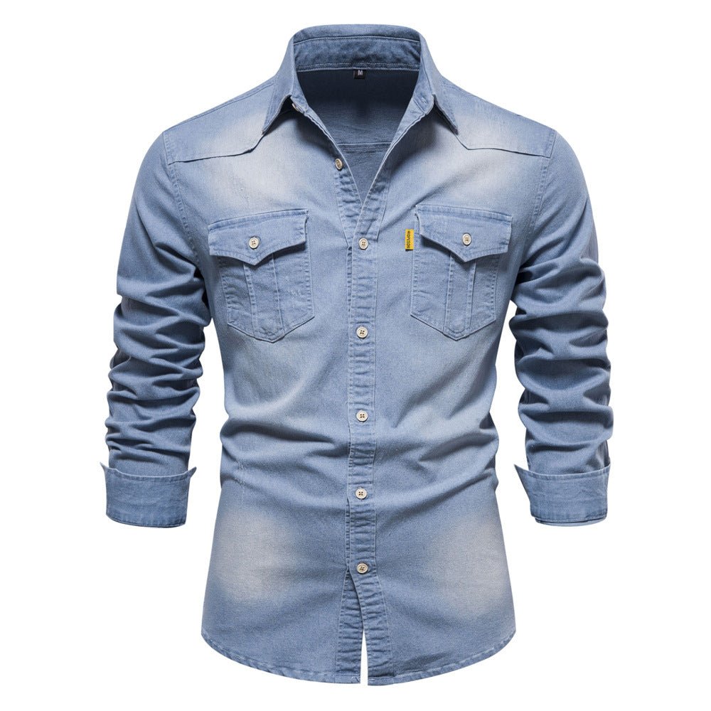 Denim Shirt | Long Sleeve | Slim Fit | Button-Up Shirt | Men's Shirt-Chaps of London-Light Blue-S-Chaps of London