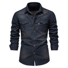 Denim Shirt | Long Sleeve | Slim Fit | Button-Up Shirt | Men's Shirt-Chaps of London-Navy Blue-S-Chaps of London