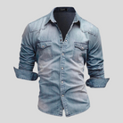 Denim Shirt - Long Sleeve - Slim Fit - Button-Up Shirt - Men's Shirts-Chaps of London-Blue-S-Chaps of London