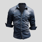 Denim Shirt - Long Sleeve - Slim Fit - Button-Up Shirt - Men's Shirts-Chaps of London-Light Gray-S-Chaps of London