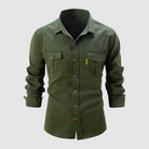 Denim Shirt - Men's Long Sleeve Button-Up Shirt with Breast Pockets-Chaps of London-Army Green-S-Chaps of London
