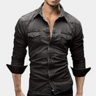 Denim Shirt - Slim Fit - Long Sleeve - Buttoned Up Shirt - Men's Shirts-Fashion Men Shirt Denim All-year-Chaps of London-Chaps of London
