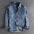 Denim Shirt - Striped - Long Sleeve - Button-Up - Men's Clothing-Shirt-Chaps of London-Chaps of London