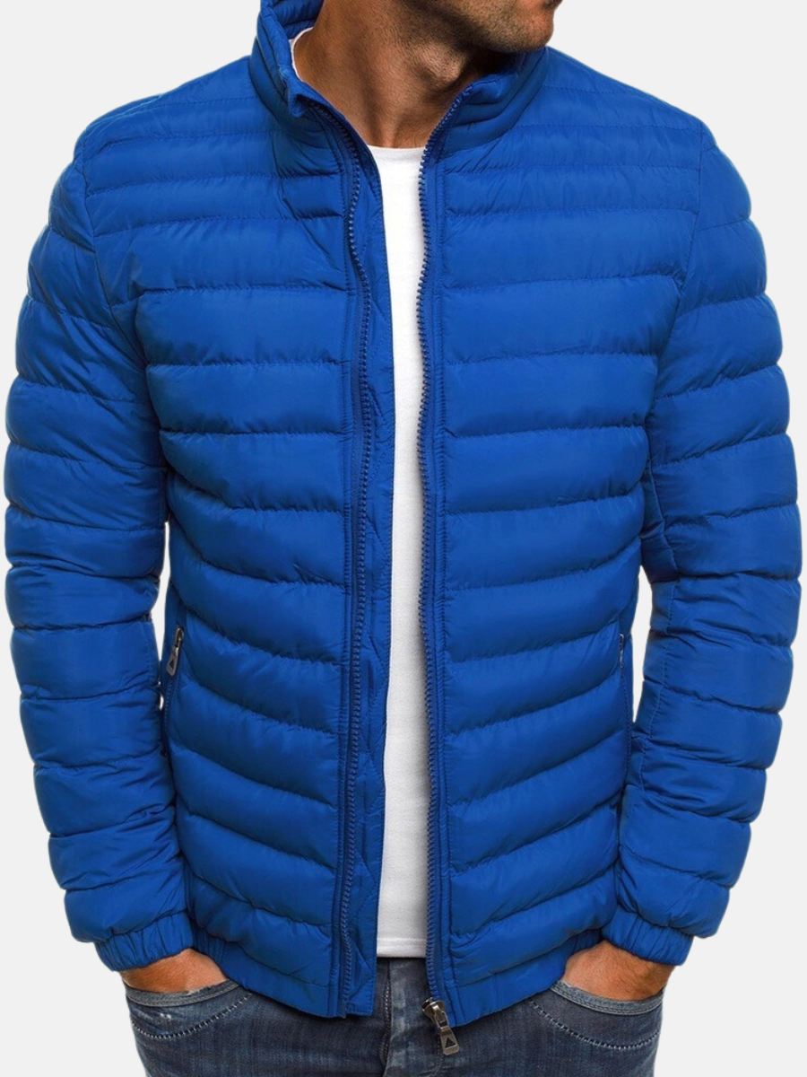Down Jacket - Men's Zip-Up Quilted Lightweight Puffer Jacket-Chaps of London-Blue-S-Chaps of London