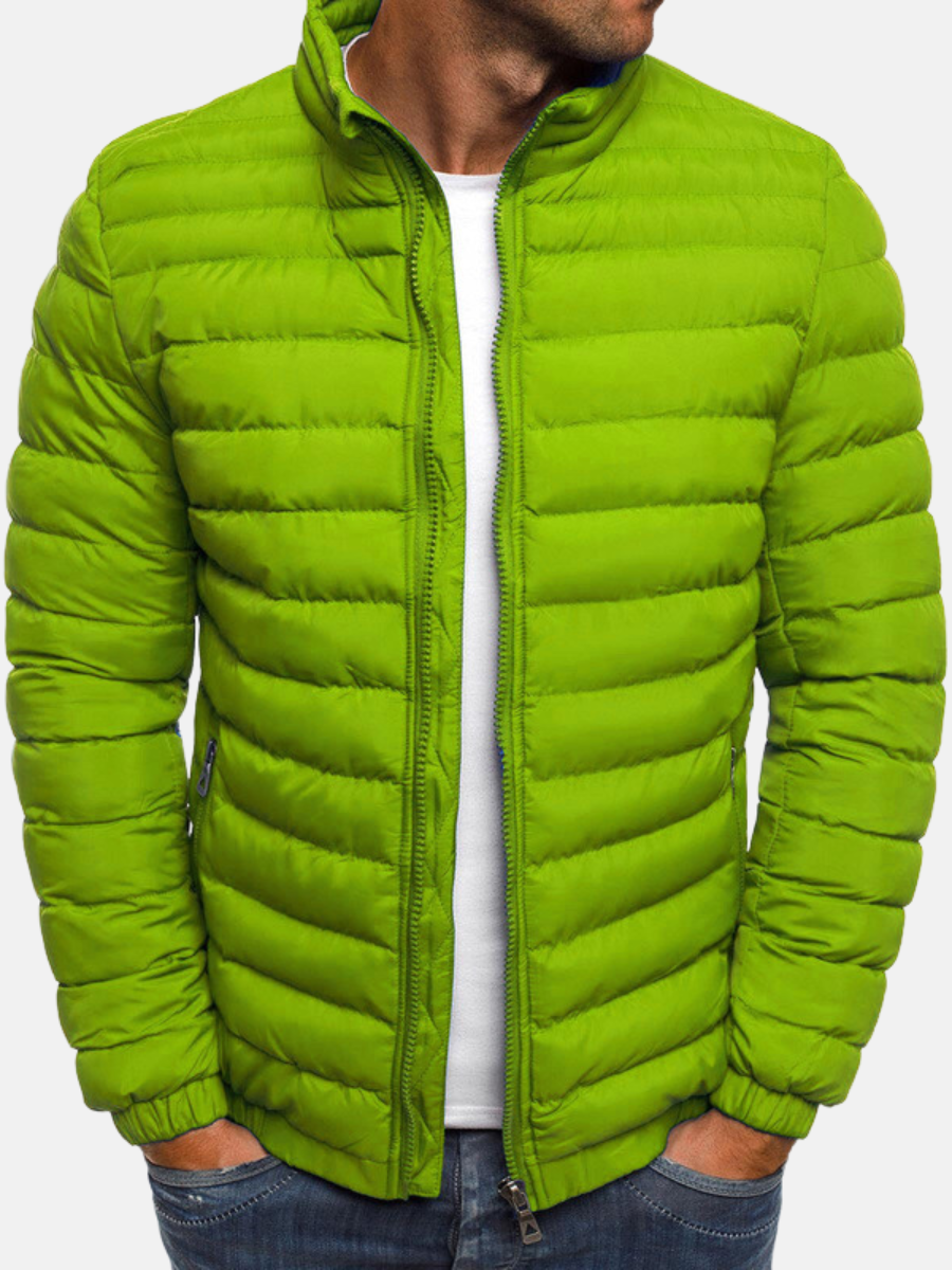 Down Jacket - Men's Zip-Up Quilted Lightweight Puffer Jacket-Chaps of London-Green-S-Chaps of London