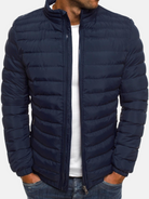 Down Jacket - Men's Zip-Up Quilted Lightweight Puffer Jacket-Chaps of London-Navy Blue-S-Chaps of London