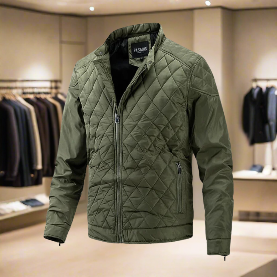 Down Jacket - Padded - Lightweight - Winter Jacket - Mens Quilted Jacket-Down Jacket-Chaps of London-Green-M-Chaps of London